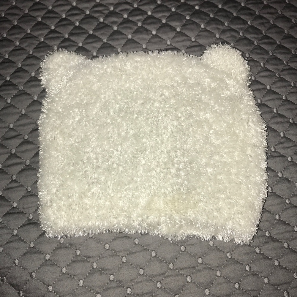 Fuzzy white beanie